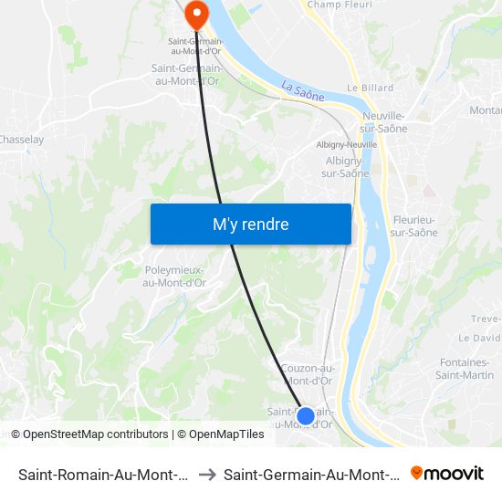 Saint-Romain-Au-Mont-D'Or to Saint-Germain-Au-Mont-D'Or map