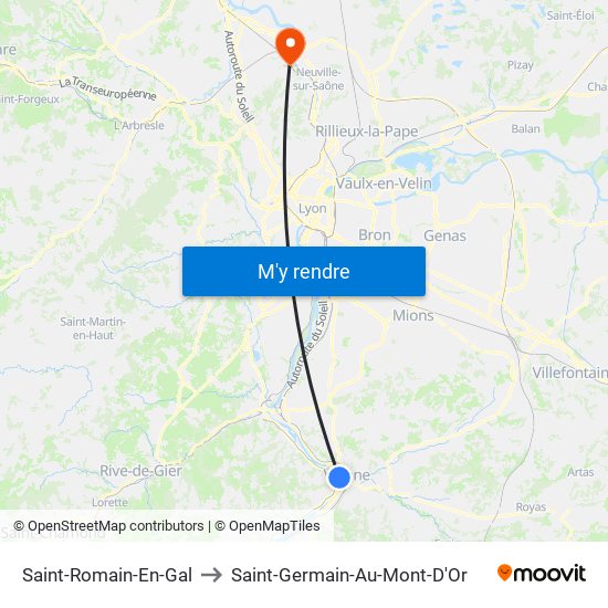 Saint-Romain-En-Gal to Saint-Germain-Au-Mont-D'Or map