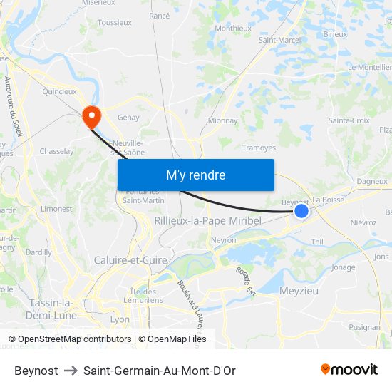 Beynost to Saint-Germain-Au-Mont-D'Or map