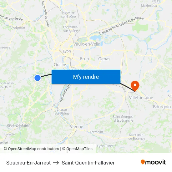 Soucieu-En-Jarrest to Saint-Quentin-Fallavier map