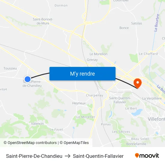 Saint-Pierre-De-Chandieu to Saint-Quentin-Fallavier map
