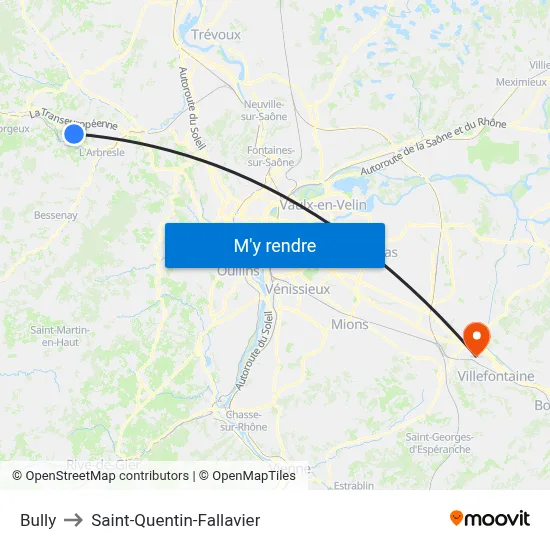 Bully to Saint-Quentin-Fallavier map