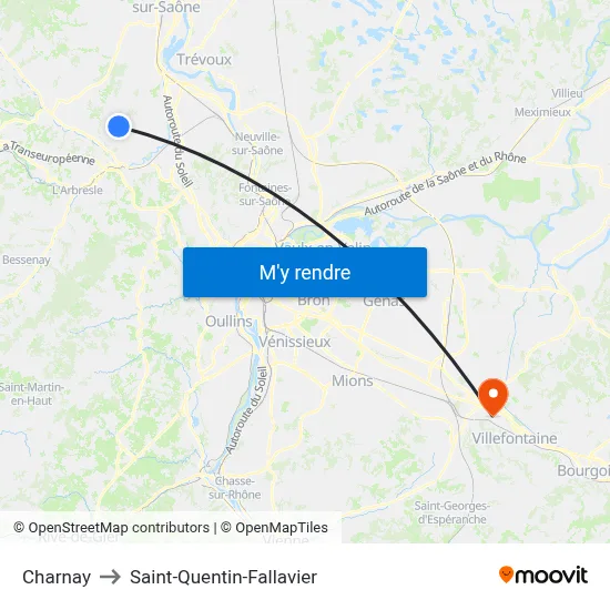 Charnay to Saint-Quentin-Fallavier map