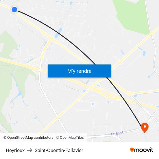 Heyrieux to Saint-Quentin-Fallavier map