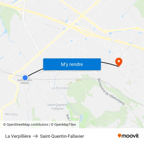 La Verpillière to Saint-Quentin-Fallavier map