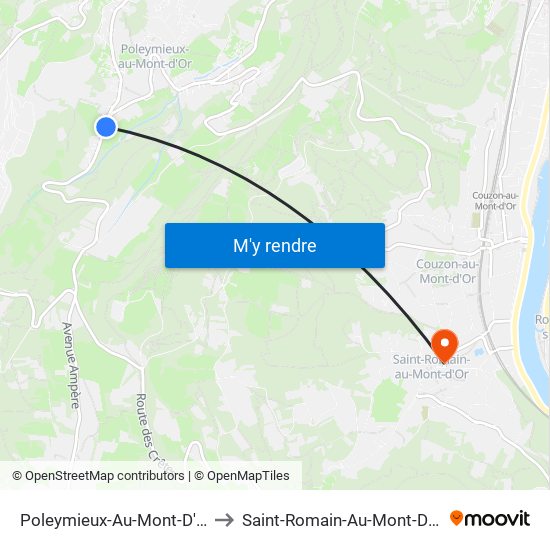 Poleymieux-Au-Mont-D'Or to Saint-Romain-Au-Mont-D'Or map