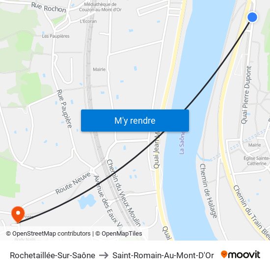 Rochetaillée-Sur-Saône to Saint-Romain-Au-Mont-D'Or map