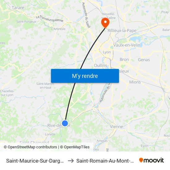 Saint-Maurice-Sur-Dargoire to Saint-Romain-Au-Mont-D'Or map