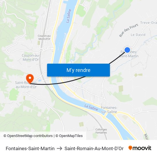 Fontaines-Saint-Martin to Saint-Romain-Au-Mont-D'Or map