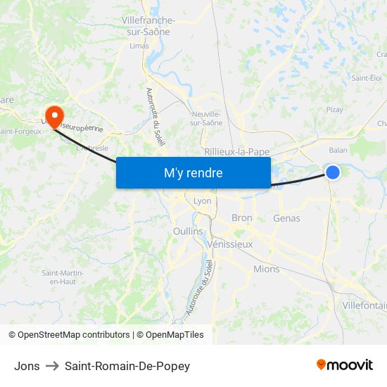 Jons to Saint-Romain-De-Popey map