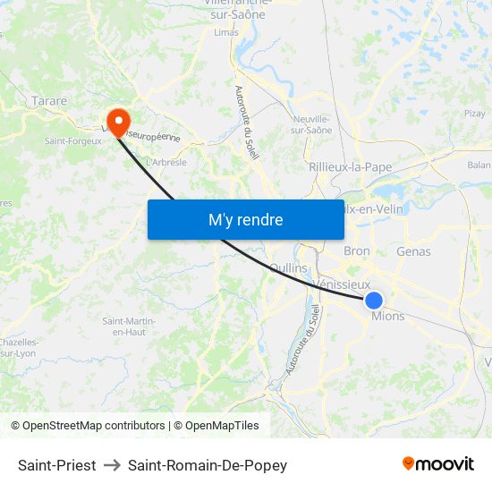 Saint-Priest to Saint-Romain-De-Popey map