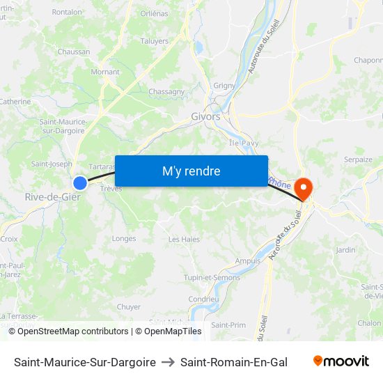 Saint-Maurice-Sur-Dargoire to Saint-Romain-En-Gal map