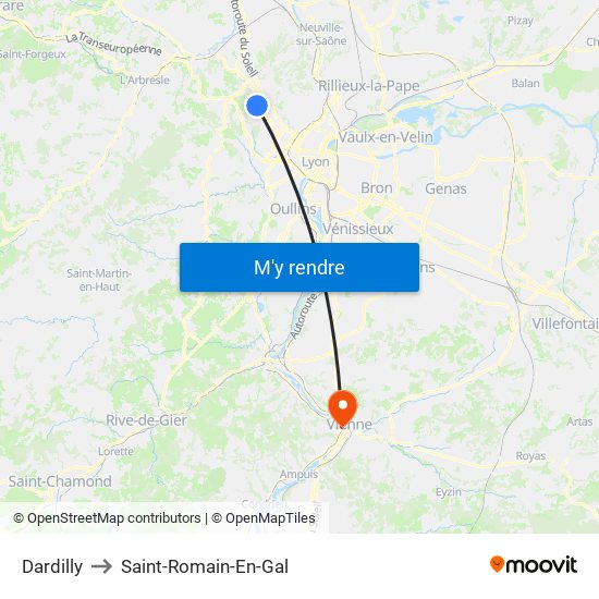 Dardilly to Saint-Romain-En-Gal map