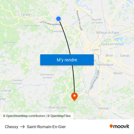 Chessy to Saint-Romain-En-Gier map