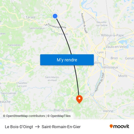 Le Bois-D'Oingt to Saint-Romain-En-Gier map