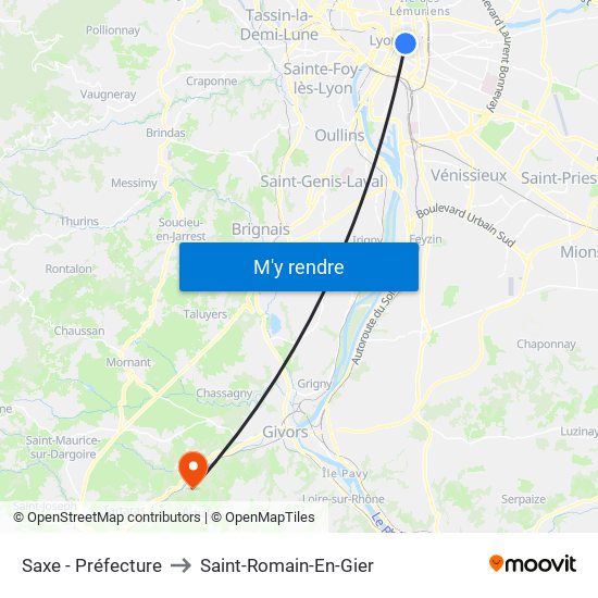 Saxe - Préfecture to Saint-Romain-En-Gier map