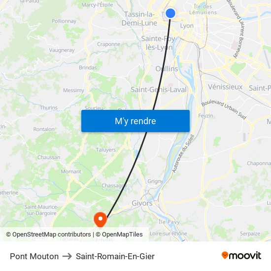 Pont Mouton to Saint-Romain-En-Gier map