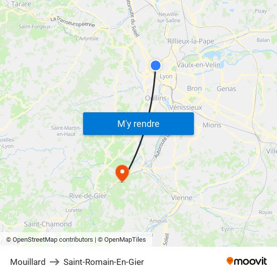 Mouillard to Saint-Romain-En-Gier map