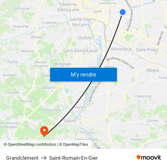 Grandclément to Saint-Romain-En-Gier map