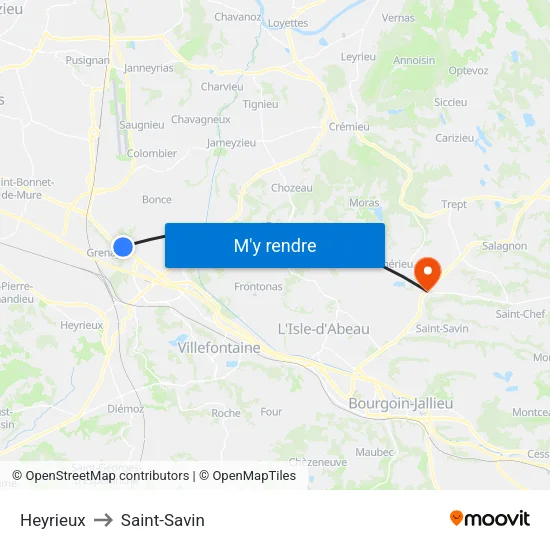 Heyrieux to Saint-Savin map