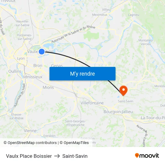 Vaulx Place Boissier to Saint-Savin map