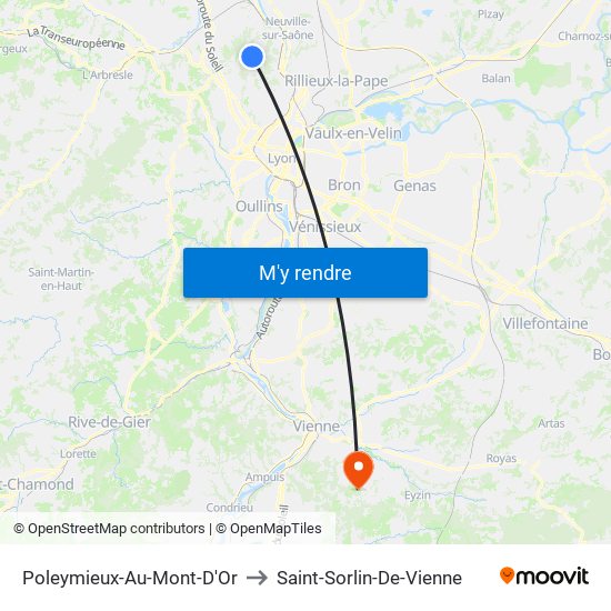 Poleymieux-Au-Mont-D'Or to Saint-Sorlin-De-Vienne map