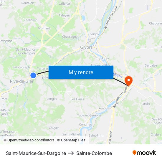 Saint-Maurice-Sur-Dargoire to Sainte-Colombe map