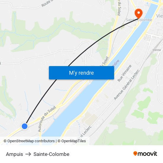 Ampuis to Sainte-Colombe map