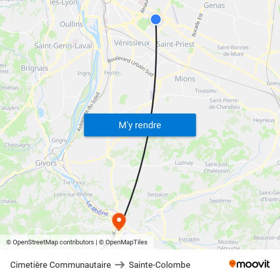 Cimetière Communautaire to Sainte-Colombe map