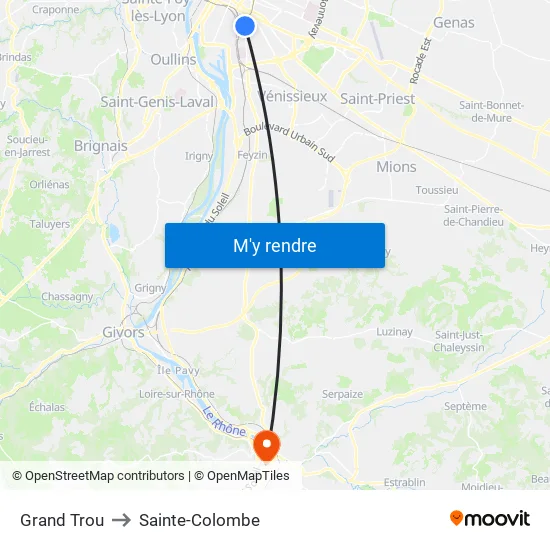 Grand Trou to Sainte-Colombe map