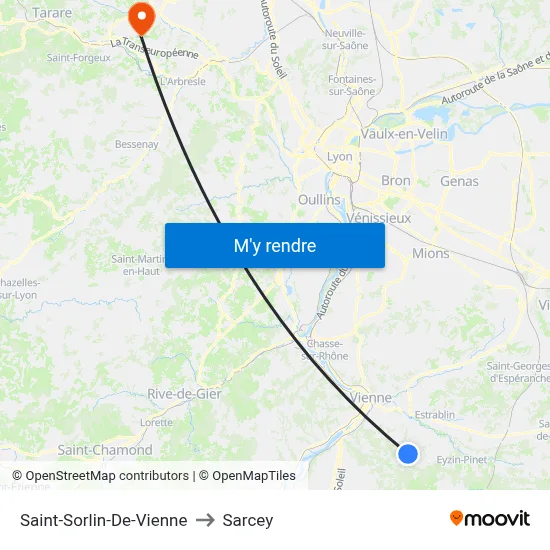 Saint-Sorlin-De-Vienne to Sarcey map