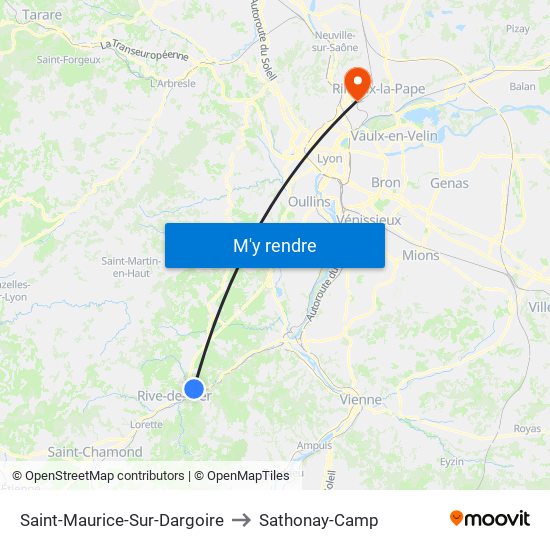 Saint-Maurice-Sur-Dargoire to Sathonay-Camp map