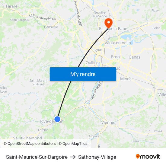 Saint-Maurice-Sur-Dargoire to Sathonay-Village map