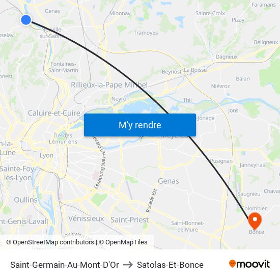 Saint-Germain-Au-Mont-D'Or to Satolas-Et-Bonce map