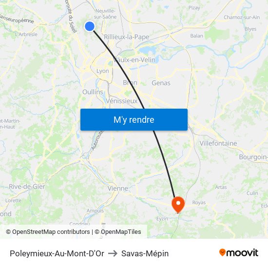 Poleymieux-Au-Mont-D'Or to Savas-Mépin map