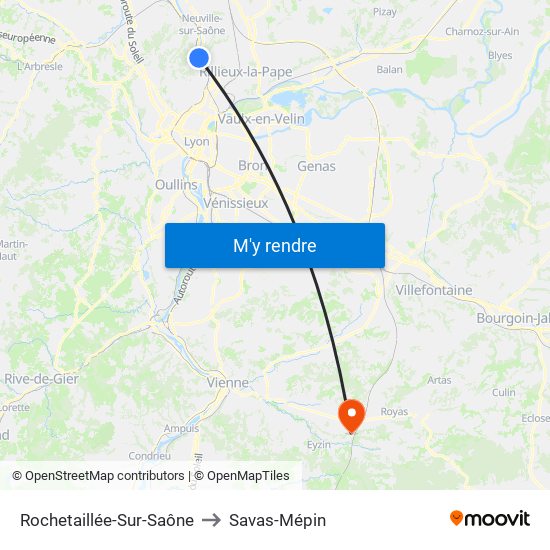 Rochetaillée-Sur-Saône to Savas-Mépin map