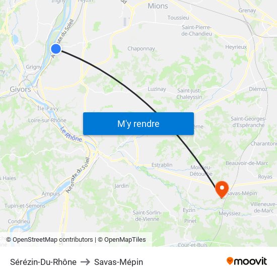 Sérézin-Du-Rhône to Savas-Mépin map