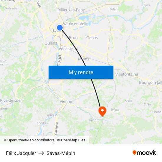 Félix Jacquier to Savas-Mépin map