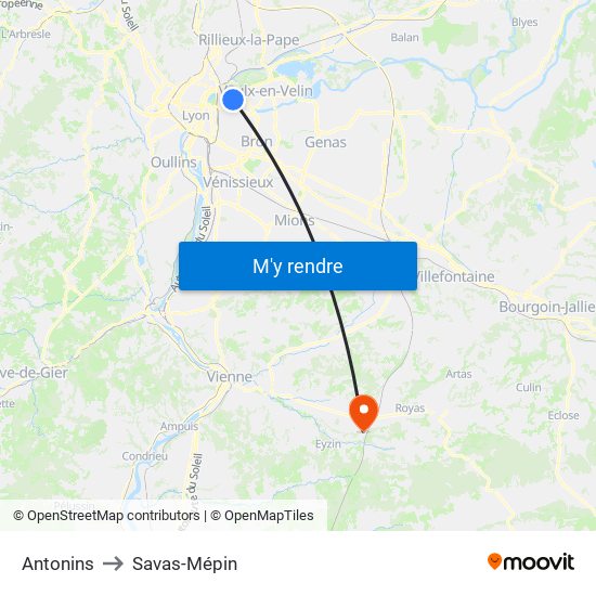 Antonins to Savas-Mépin map