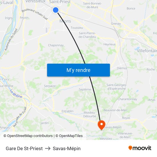 Gare De St-Priest to Savas-Mépin map