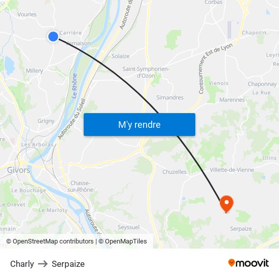 Charly to Serpaize map