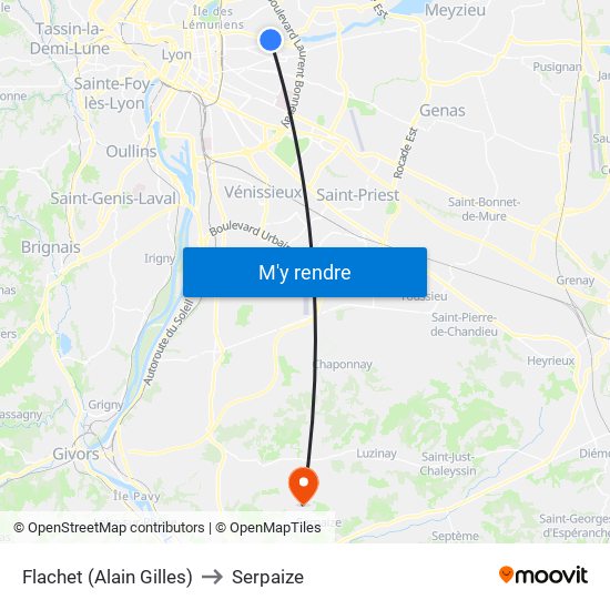 Flachet (Alain Gilles) to Serpaize map