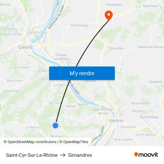 Saint-Cyr-Sur-Le-Rhône to Simandres map