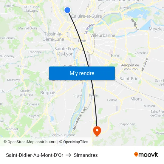 Saint-Didier-Au-Mont-D'Or to Simandres map