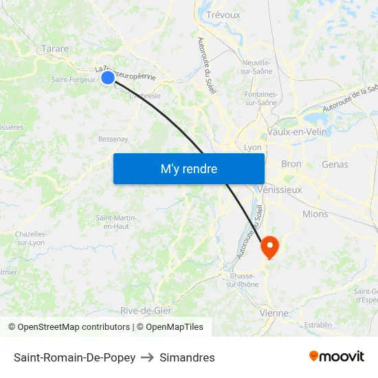 Saint-Romain-De-Popey to Simandres map