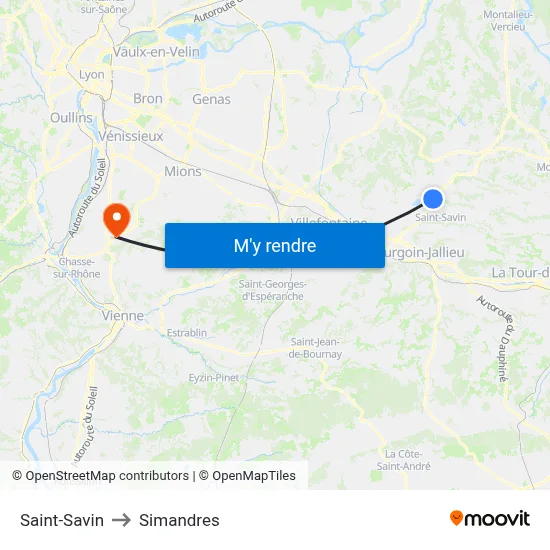 Saint-Savin to Simandres map