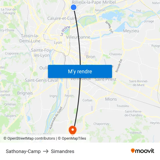 Sathonay-Camp to Simandres map