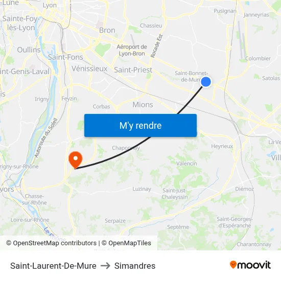 Saint-Laurent-De-Mure to Simandres map