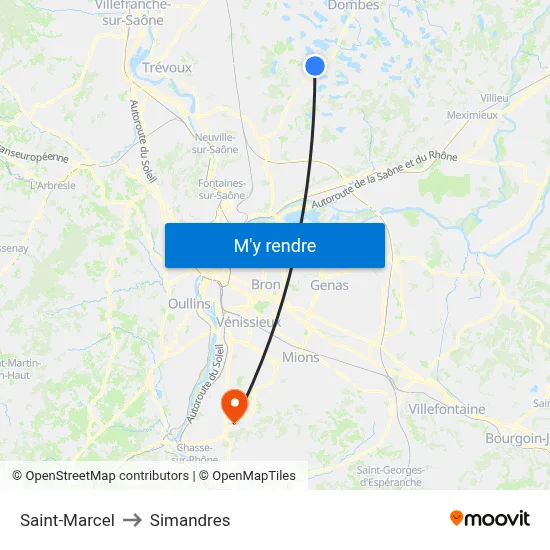 Saint-Marcel to Simandres map