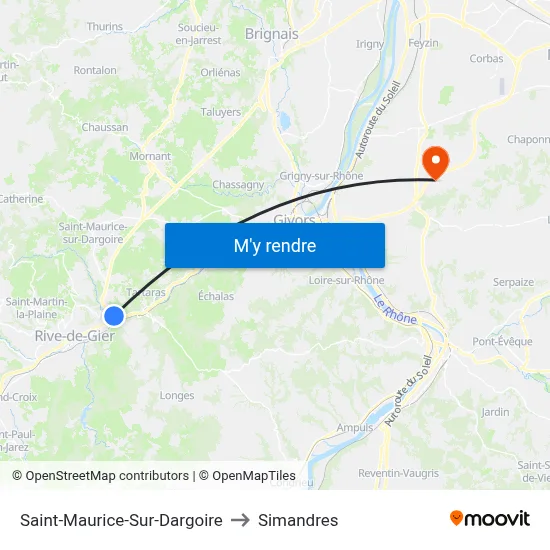 Saint-Maurice-Sur-Dargoire to Simandres map